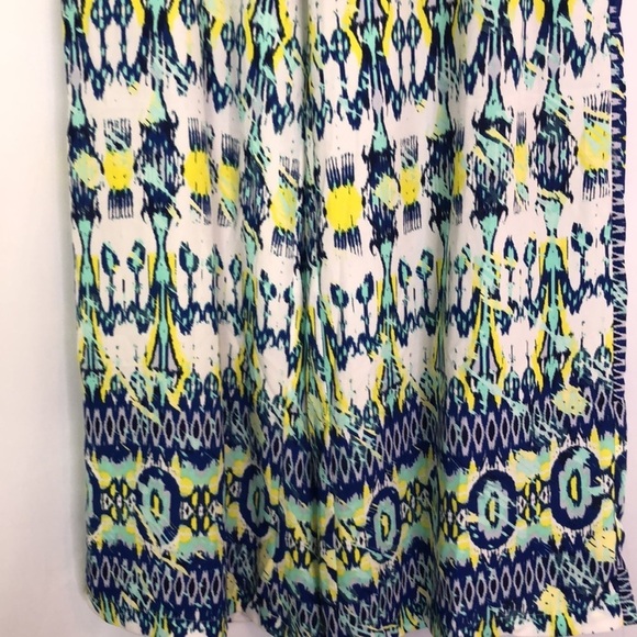 BEBE WOMEN BOHEMIAN Wide Leg Drawstring Waist Blue/ White/ Yellow pant Size M - Picture 4 of 12